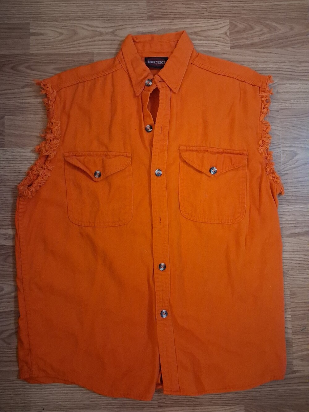 BIKERS EDGE sleeveless shirt. Mens. Size Large. Color: Harley Orange.